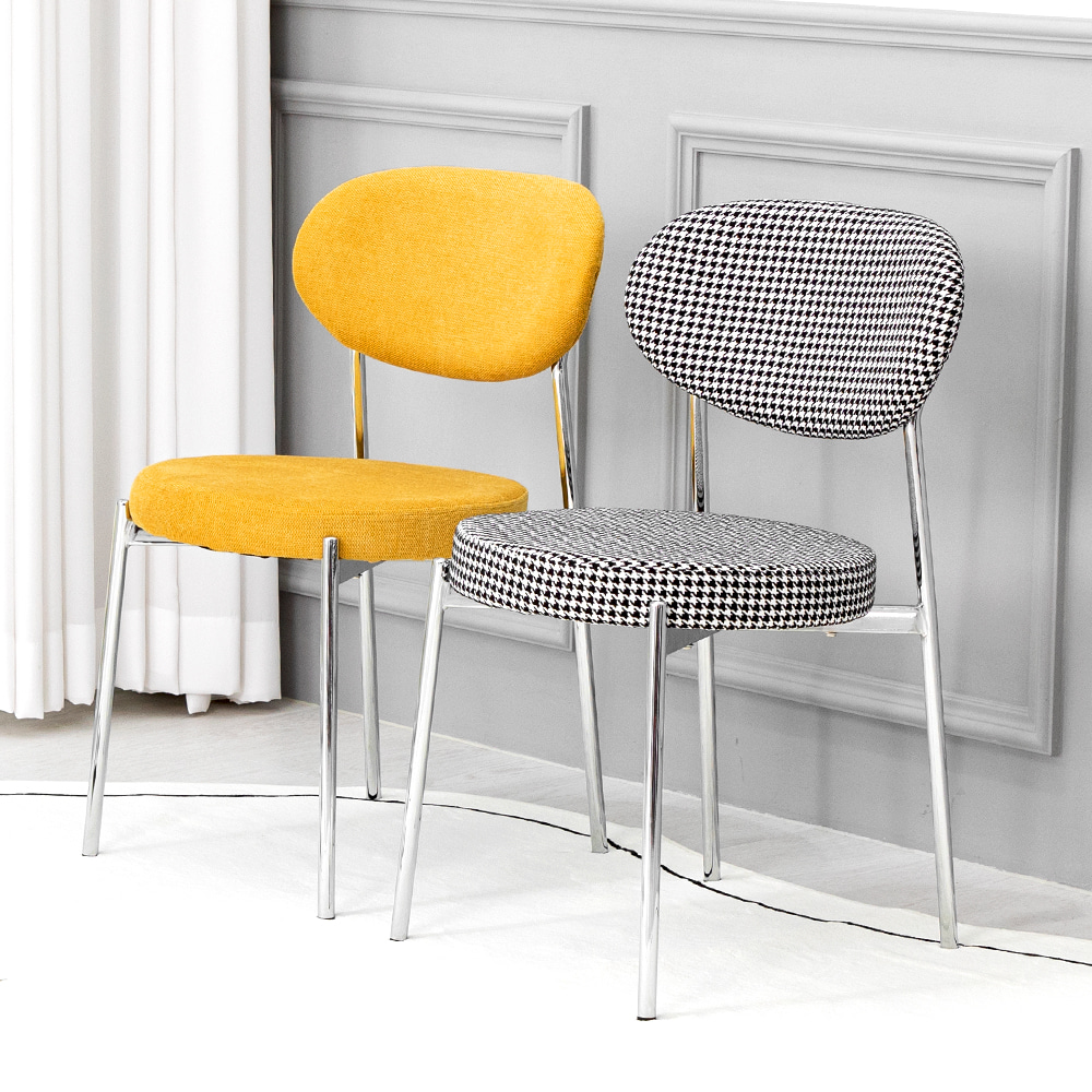 듀이 크롬 체어 인테리어 디자인 카페 주방 식탁 의자